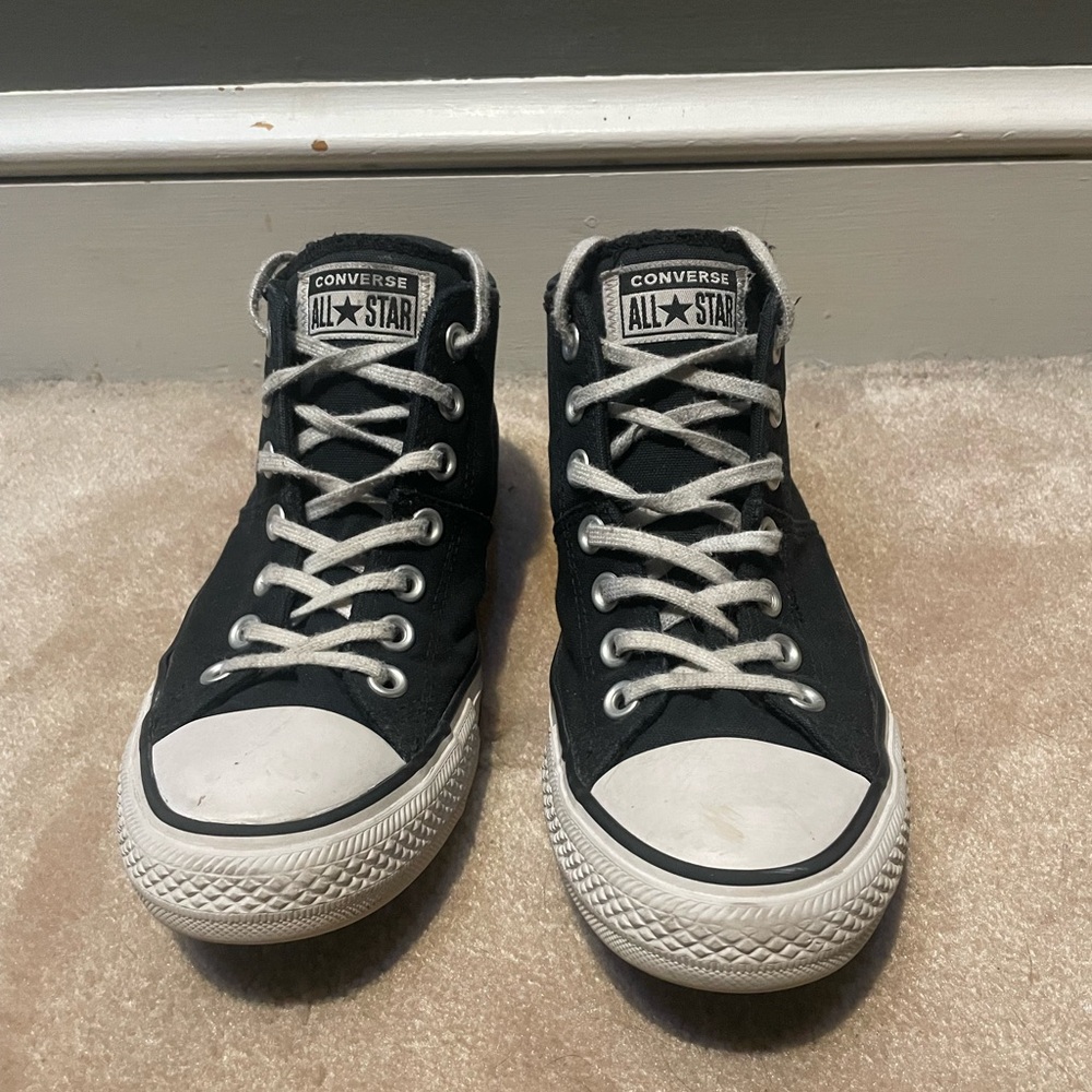 Used black mid-rise converse,women’s size 9
